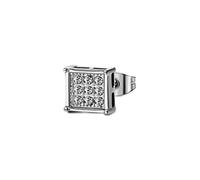 White Iced Hip Hop Square Shape Unisex Stud Earrings in 925 Sterling Silver Beads And Diamantohrringe, talla única, Metal, Sin piedra preciosa