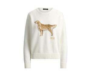 White Jersey de algodón con perro tejido S