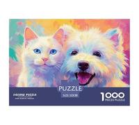 _white_kitten_and_dog_smiling_t_the_camer_with__1b7247-d74-43b-905-b6f9c274_4 1000 Stück Ökopapier Puzzle Kitty And Puppy Lebendige Bilder Kreatives Spiel Puzzles Für Erwachsene Und Kinder 52x38cm/100