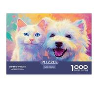_white_kitten_and_dog_smiling_t_the_camer_with__1b7247-d74-43b-905-b6f9c274_4 1000 Stück Stabiler Karton Puzzle Kitty And Puppy Stressabbau Kreatives Spiel Puzzles Für Erwachsene Und Kinder 70x50cm/10