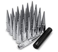 White Knight 3806XL-25AM Chrome M12x1.25 - Juego de tuercas estriadas de 1 pieza con estaca extra estriada, paquete de 25