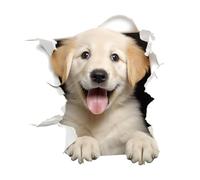White Labrador Decal, 3d Animal Wall Sticker, Self-Adhesive Waterproof Design with Broken Wall Effect, Fun Decorative Graphic for Car Rear Windshield Room Window Use, 11.81x11.81 Inches