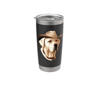 White Labrador Retriever Dog - Funny Sherif Cowboy White Lab Vaso térmico de acero inoxidable de doble pared