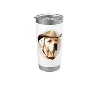White Labrador Retriever Dog - Funny Sherif Cowboy White Lab Vaso térmico de acero inoxidable de doble pared