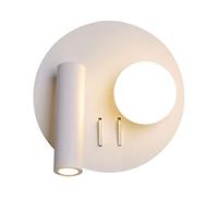 White LED Wall Sconce LED Wall Mount Reading Lighting with On Off, Round Adjustable Bedside Reading Spotlight 3000K Metal Rotatable Headboard Reading Lamp, 3W+3W