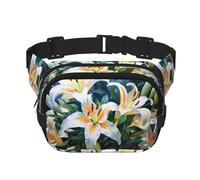 White Lilies Fitness - Riñonera de viaje moderna e informal, riñonera cuadrada de doble capa, color negro, talla única, Negro, One Size