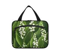 White Lily of The Valley Beauty - Bolsa colgante de flores de verano para viajes con gancho, bolsas de medicina expandibles para mamá, baño, cartera para maquillaje, L
