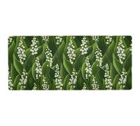 White Lily of The Valley Beauty Summer Flowers - Alfombrilla de mouse grande para escritorio, antideslizante, grande, 31.5 x 11.8 pulgadas