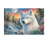 White Lobo Montaña Bosque Vida Silvestre Naturaleza Salvaje Beautiful Majestic Puzzle 1000 Piezas para Adultos Divertido Creativo Y Relajante Actividades Diarias Y Pasatiempos 1000 PCS（75x50cm）