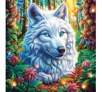 White Lobo Mountain Bosque Rompecabezas 100 Piezas Cartón para Parejas Actividad Hacer En Grupo Ejercicio Mental para Reyes Magos Detalle Cumpleaños 28x28cm