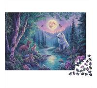 White Lobo Puzzles Imposible,desafío for Adults Animales paisajísticos a la luz de la lunaeses Entretenimiento Creativo 1000 Piezas Obra De Arte De Juego De para Adultos Y Niños 1000pcs (75x50cm)