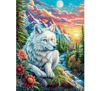 White Loup Dans la forêt d'automne Puzzle 300 Piezas Papel Adolescentes Mitos Animal Planta Actividad Días Libres Actividad Mente Colección Rompecabezas Regalo Creativo 300 PCS