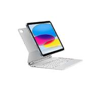 (White) Magnetic Bluetooth Keyboard Case for iPad 10.9 Inch 2022 with Touchpad and Stand - Protective Leather Cover
