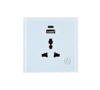 (white) Matter WIFI Zigbee Wall Socket With USB Type C Universal Electrical Plug Outlet Power Touch Switch For Alexa Google Home Tuya