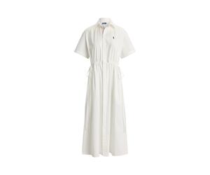 White Maxivestido de algodón con cordón 34