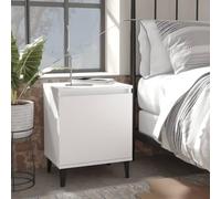 White Metal Legs Nightstand 40x30x50 cm Scandinavian Style Bedside Table with Storage Shelf Left or Right Opening Easy to Clean for Bedroom Living Room
