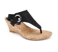 WHITE MOUNTAIN Aida, Sandalias con cuña Mujer, Negro Glitter, 38.5 EU