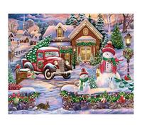 White Mountain Bringing Home The Tree Puzzle 1000 Piece Vintage Winter Christmas Jigsaw Puzzles for Families Adults and Grandparents