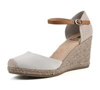 WHITE MOUNTAIN Mamba Mambamamba, Sandalias con cuña Tipo Alpargatas Mujer, Natural Fabric, 38 EU