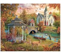 White Mountain Puzzles - The River Church - Rompecabezas de 1000 piezas para adultos - Actividad familiar divertida - 24 x 30 pulgadas