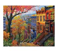 White Mountain Rompecabezas de 1000 piezas con hojas de otoño escénico con piezas grandes, regalo para adultos y familia, 24 x 30 pulgadas, otoño en la ciudad