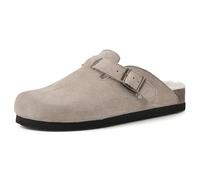 White Mountain Women's Bari Clog, US, Taupe Suede W Faux Fur, 38 EU
