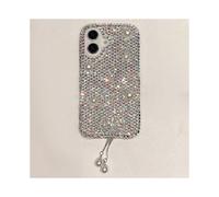(White, Multicolor) For iPhone 16 Protective Case Pearl Rhinestone Decor Phone Back Cover with Pendant - Pink