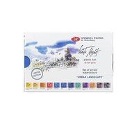 White Nights Acuarelas de grado artístico, colores de paisaje urbano, 2,5 ml, Amarillo cadmio medio, luz ocre, dorado profundo, luz roja cadmio, azul cobalto, azul, azul ultramar, verde esmeralda,