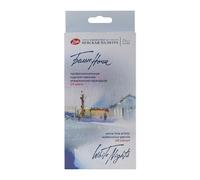 White Nights Lápices rusos de acuarela, estuche de 24 unidades en caja de cartón, lápices con estuche de madera de alto brillo, transferencia suave del color, solubles en agua.