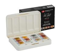 White NIghts Nevskaya Palitra - Juego de acuarelas extrafinas de grado profesional para artistas, 12 sartenes completas, colores metálicos en paleta de plástico