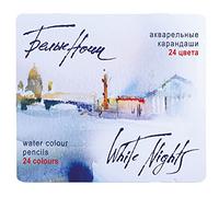 White Nights Watercolour Lápices de lata de 24 unidades, incluye cepillo, coloridos, 24 unidades