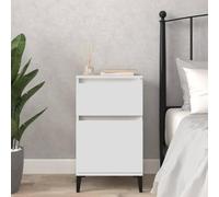 White Nightstand 40x35x70 cm, Elegant Bedside Table with Storage Cabinet, Modern End Table for Bedroom, Durable Plywood & Metal Construction, Smooth Surface, Wall Mounting Included