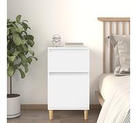White Nightstand 40x35x70 cm with Storage, Elegant Bedside Table for Bedroom, Modern End Table with Display Shelf, Durable Plywood & Eucalyptus Wood, Easy Assembly
