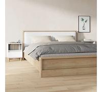 White Nightstand Set of 2, 40x35x50 cm Bedside Tables with Drawer and Shelf, Modern Elegant Night Stands for Bedroom, Durable Plywood and Eucalyptus Wood, Easy Assembly Home Decor Furniture