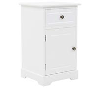 White Nightstand with Drawer and Cabinet 35x32x59 cm Pine Wood & MDF Modern Bedside Table for Bedroom Decor Storage Furniture with Metal Handles Easy Assembly