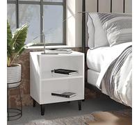 White Nightstand with Metal Legs 40x30x50 cm Scandinavian Style Bedside Table 2-Tier Storage Shelf Sturdy Modern Furniture for Bedroom Living Room