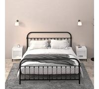 White Nightstands Set of 2, 40x35x50 cm Modern Bedside Tables with Storage, Elegant Wooden End Tables for Bedroom, Durable Plywood & Metal Construction, Easy Assembly