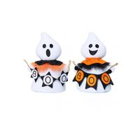 (White Orange)White Ghosts Plush Doll for Halloween - Soft Stuffed Animal Decoration for Kids' Party, Haunted House, and Graveyard Scene