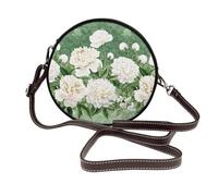 White Peonies Dark Academia Aesthetic - Bolso cruzado redondo de piel para mujer