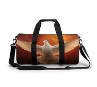 White Pigeon with Wings Spread - Bolsa de viaje para gimnasio para mujeres y hombres, bolsa de lona cilíndrica, bolsa de entrenamiento deportiva con correa para el hombro