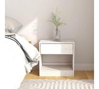 White Pine Solid Wood Nightstand 40x31x40 cm with Drawer and Storage Compartment, Rustic Bedside Table for Bedroom, Durable Pinewood Cabinet for Home Decor