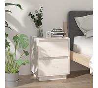 White Pine Solid Wood Nightstand 40x35x50 cm Modern Bedside Table with Storage for Bedroom Decor Sturdy Pinewood Furniture for Small Spaces