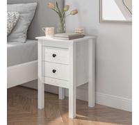 White Pine Solid Wood Nightstand 40x35x61.5 cm with 2 Drawers, Rustic Bedside Table for Bedroom, Sturdy Surface for Lamp & Books, Easy Assembly Home Decor Storage Furniture
