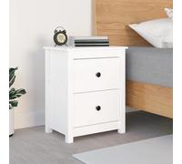 White Pine Solid Wood Nightstand with 2 Drawers, Modern Bedside Table 50x35x61.5 cm, Rustic Bedroom Furniture, Sturdy Storage Cabinet for Home Decor