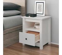 White Pine Solid Wood Nightstand with Drawer 40x35x49 cm, Rustic Bedside Table for Bedroom, Sturdy Pine Wood with Natural Grain, Easy to Clean and Assemble, Compact Storage Solution for Small Spaces