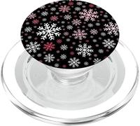 White Pink Snowflakes Pattern Winter Christmas Holidays Snow PopSockets PopGrip para MagSafe