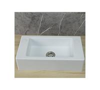 White Plastico Bathroom Sink, 40x20x11cm Garaje Lavabo Small Size, Lavabo de Countertop For Guest Toilet 75cm With Drain 150cm Desagüe