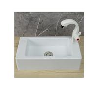 White Plastico Bathroom Sink, 40x20x11cm Garaje Lavabo Small Size, Lavabo de Countertop For Guest Toilet 75cm With Drain A Grifos de Agua Fría