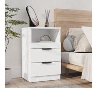 White Plywood Nightstand with 2 Drawers - Modern Bedside Table for Bedroom, Sturdy & Spacious Storage Cabinet, Easy to Clean Surface, 40x36x65cm