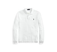 Polo de piqué entallado de manga larga Hombre Talla M. Color Blanco